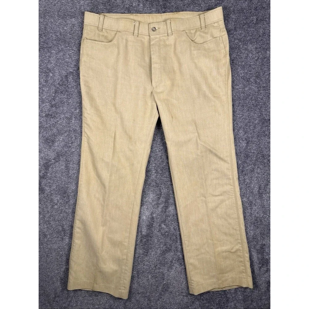 Vintage Levis Sportswear 70s Flare Pants 36x32 Gray Beige USA Made